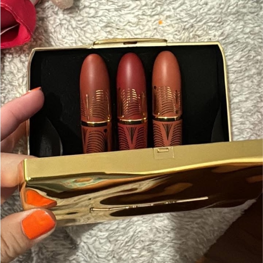 MAC Limited Edition gold case with 3 lipsticks